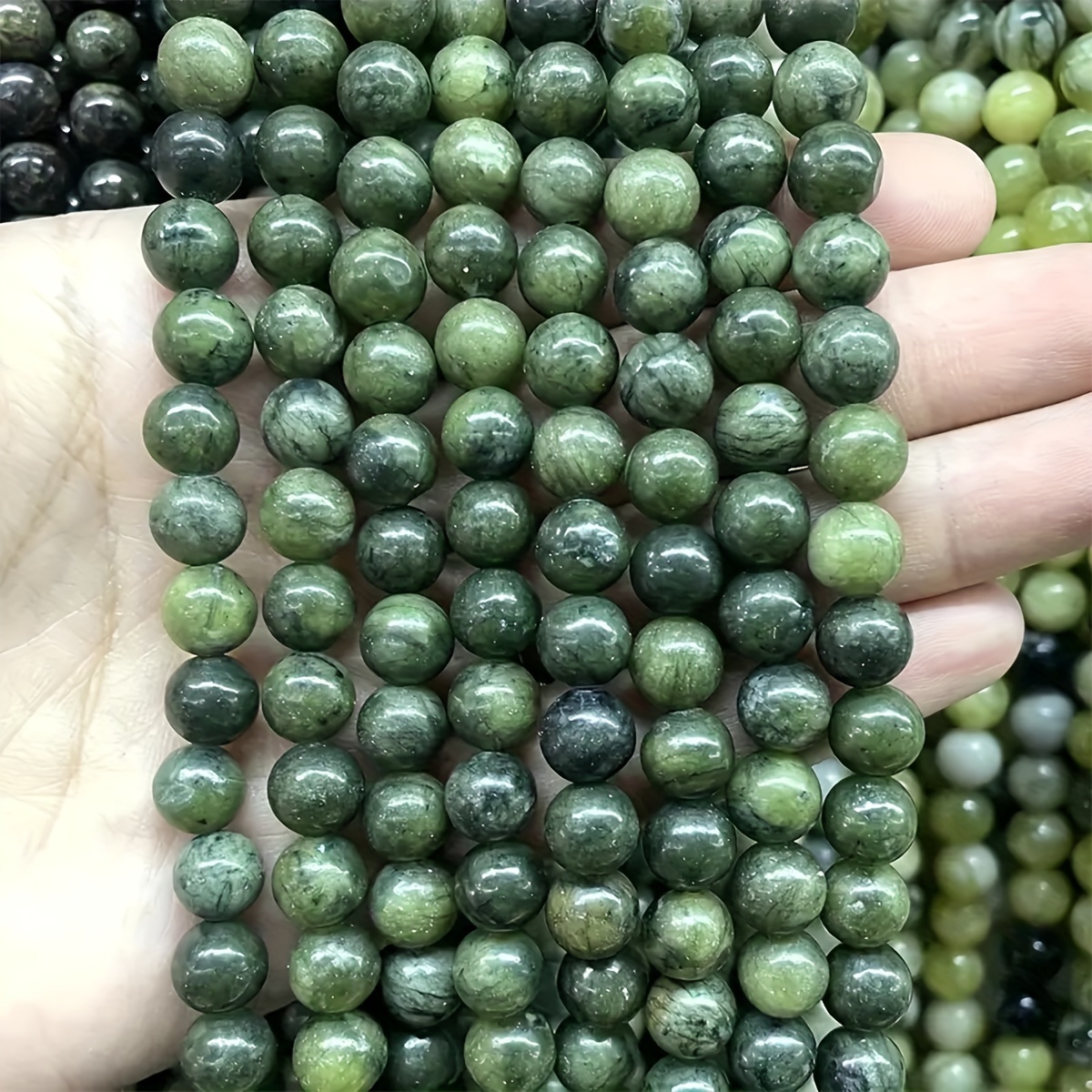 4 6 8 10mm Green Natural Stone Beads Loose Gemstones for Jewelry Making